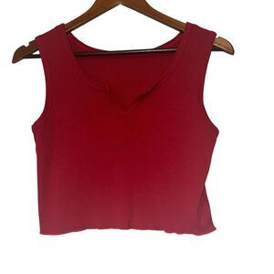Women's Romwe Red Ribbed Fitted Crop Tank Top